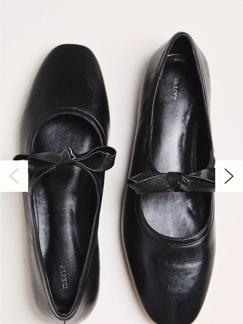 Black Leather Ballet Flats with Bow